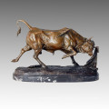 Animal Bronze Sculpture Cattle Bullfight Craft Decor Brass Statue Tpal-113